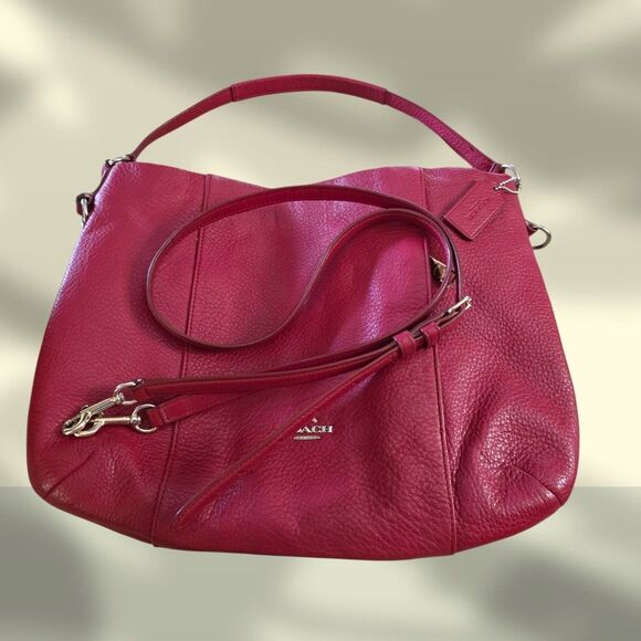 Coach Isabella Bag F35809 Red Pebbled Leather Top Handle & Adj Crossbody Strap - Picture 1 of 16
